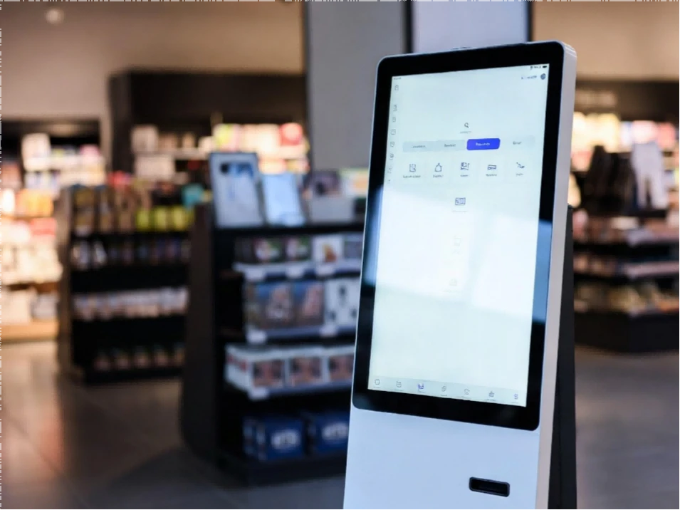 Quiosque com monitor touchscreen aprimora compras interativas