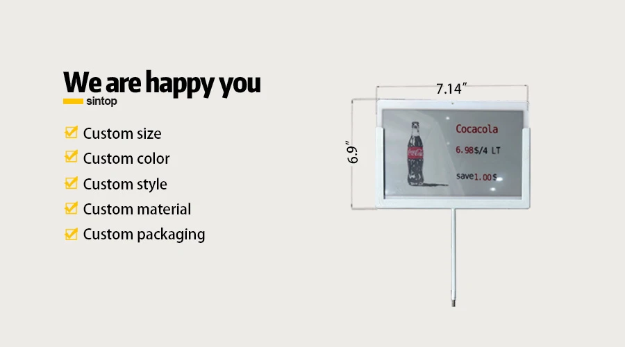 7.3 Inch Electronic Price Tag Metal Screw Mount Coca-Cola Style 7.3 Inch Electronic Price Tag Metal Screw Mount Coca-Cola Style